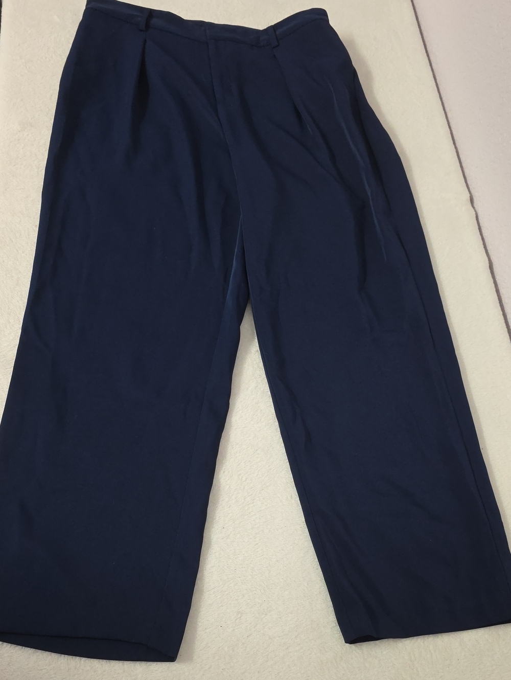 Roaman's Women's 16W Navy Blue Pleated Dress Pants Straight Leg